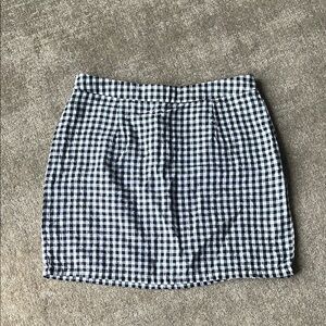 Linen Black and White Checkered Mini Skirt